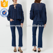 Navy Ditsy Imprimer Blouse Blouse Fabrication En Gros Mode Femmes Vêtements (TA4005B)